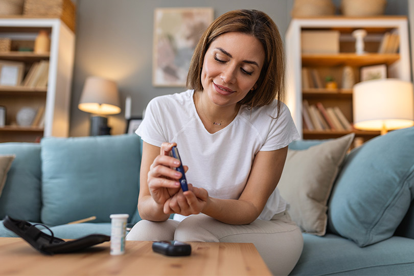 Woman doing glaucoma testing